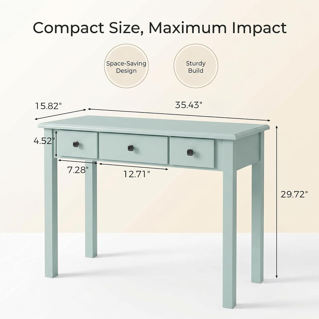 Green Small Writing Makeup Desk With Drawers