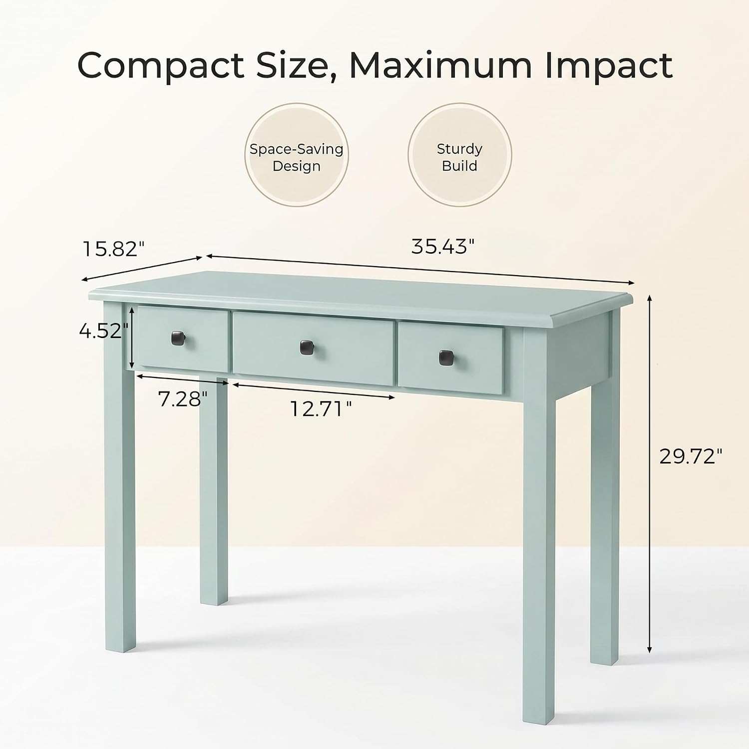 Green Small Writing Makeup Desk With Drawers
