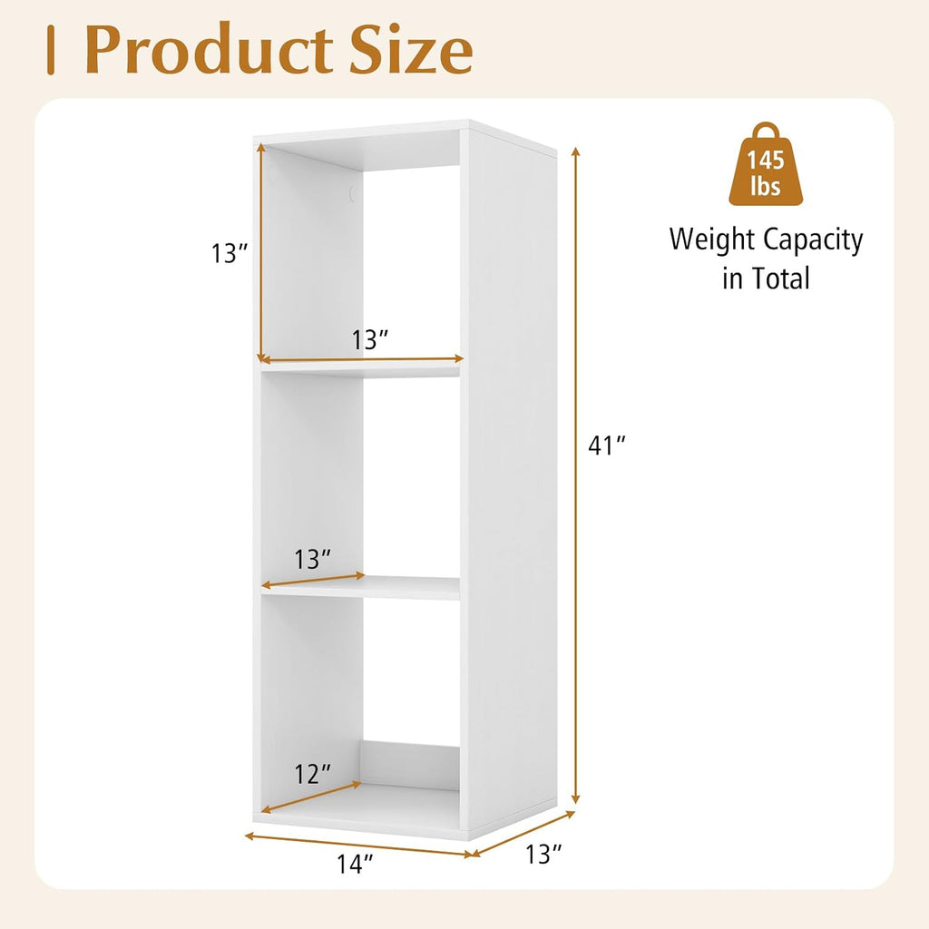 3-Cube White Freestanding Storage Bookcase