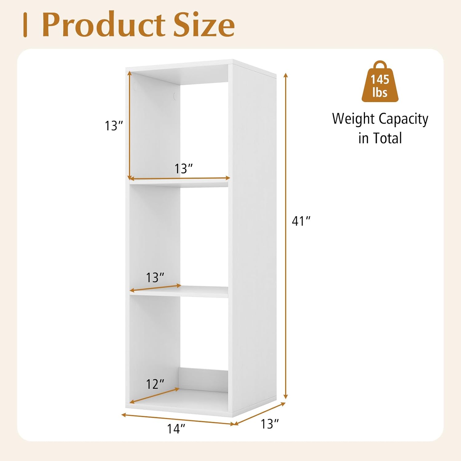 3-Cube White Freestanding Storage Bookcase