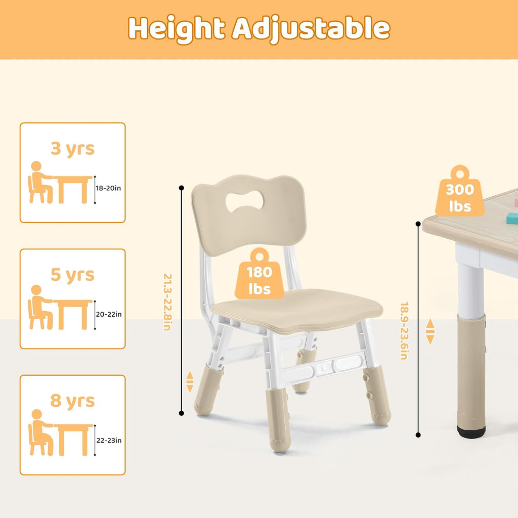 Adjustable Kids Table 2 Chairs Activity Set