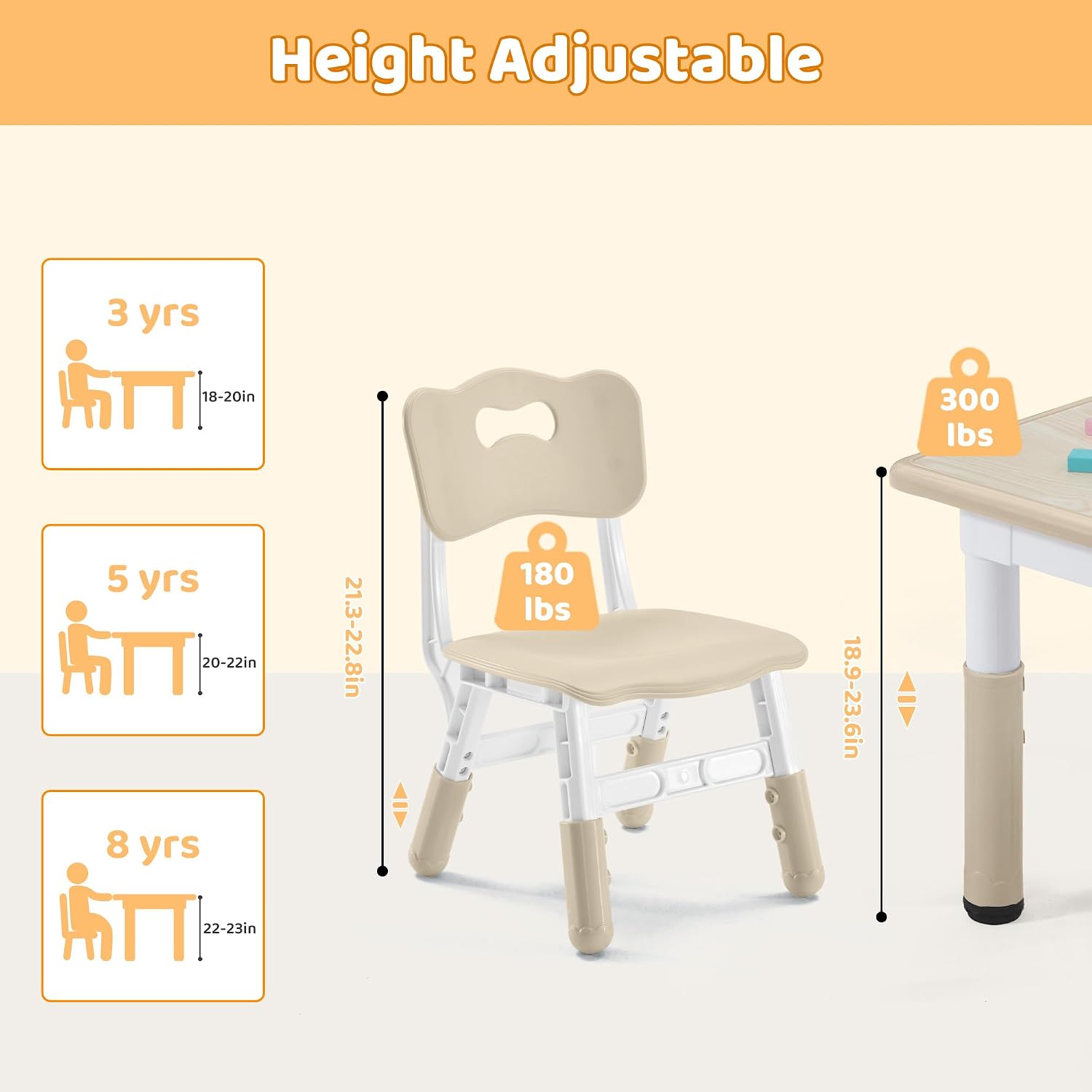 Adjustable Kids Table 2 Chairs Activity Set