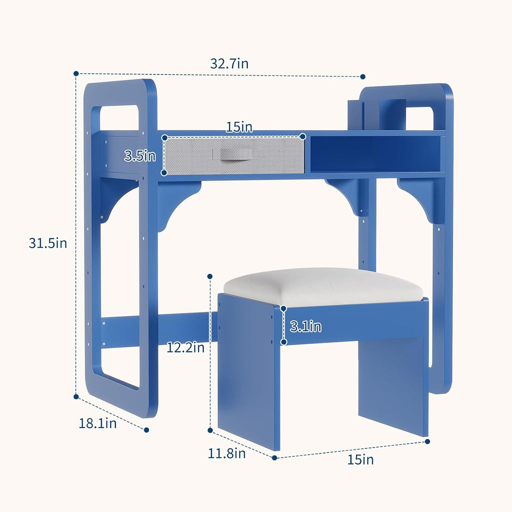 Blue Wooden Kids Desk And Chair Set