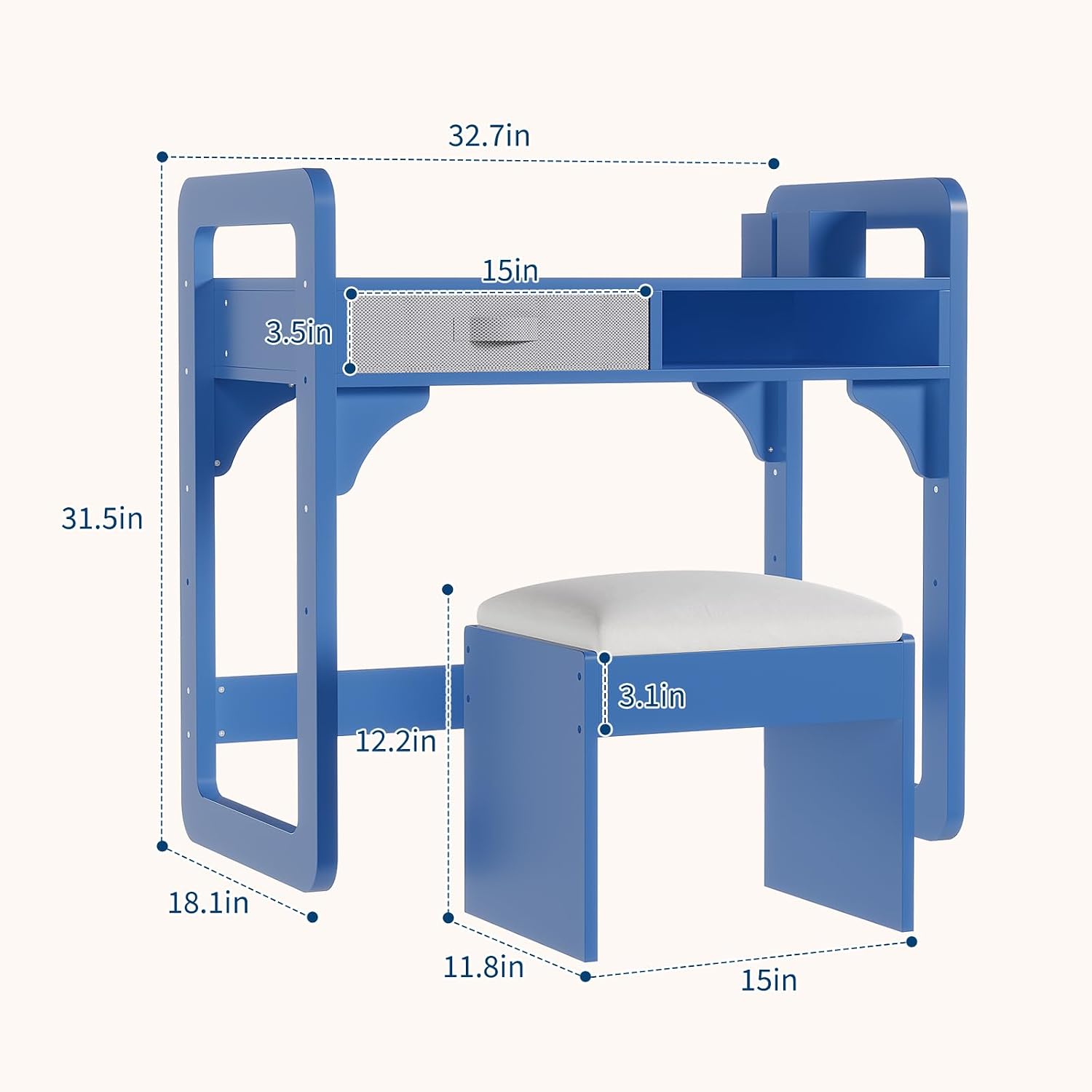 Blue Wooden Kids Desk And Chair Set