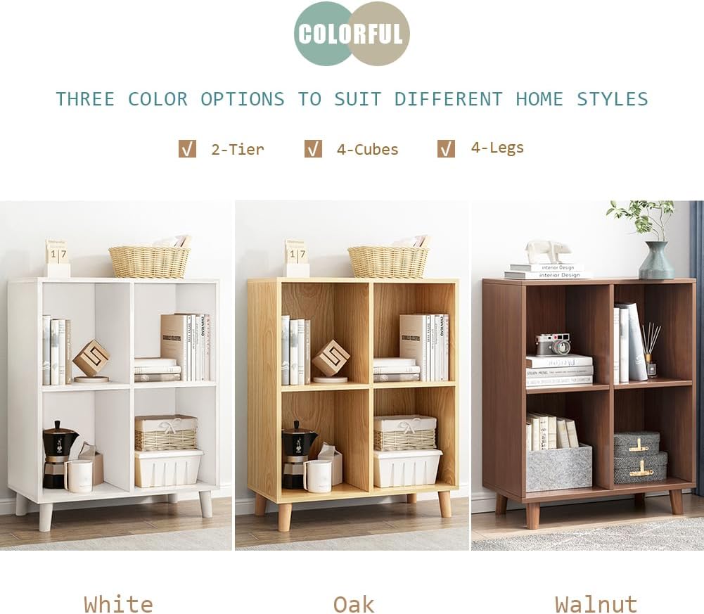 3-Cube Oak Low Open Storage Bookcase