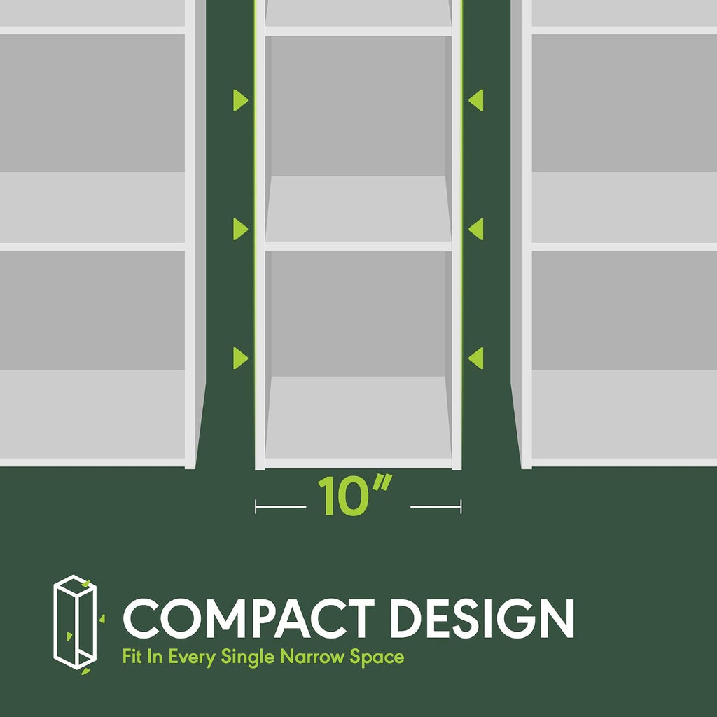 4-Tier Narrow White Standing Bookshelf