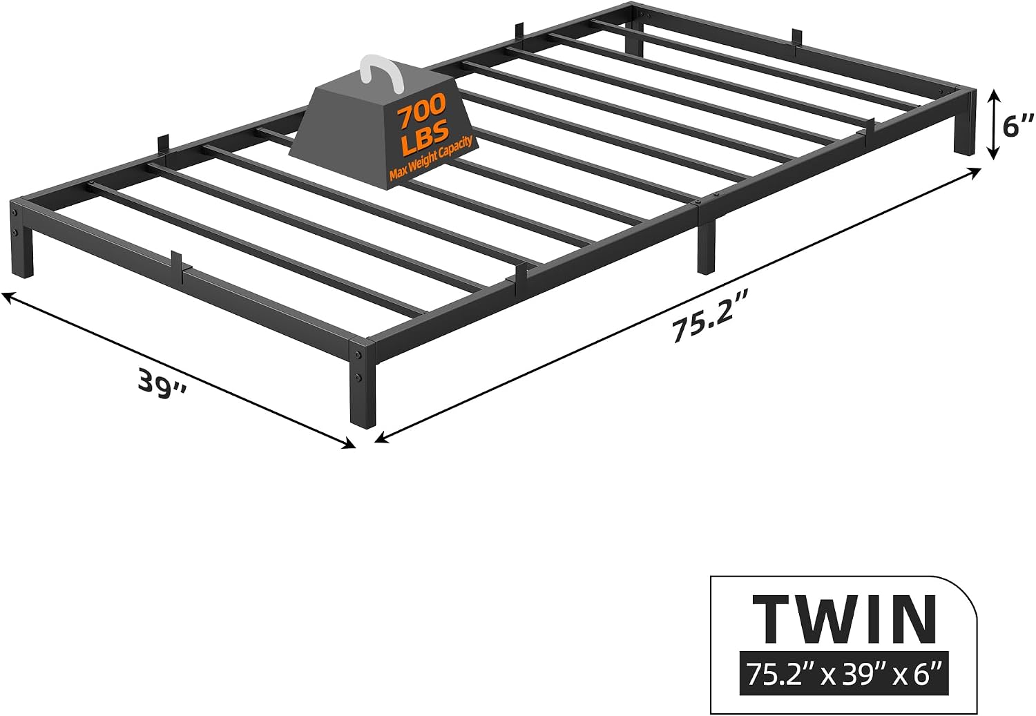 Metal Twin Storage Platform Bed Frame