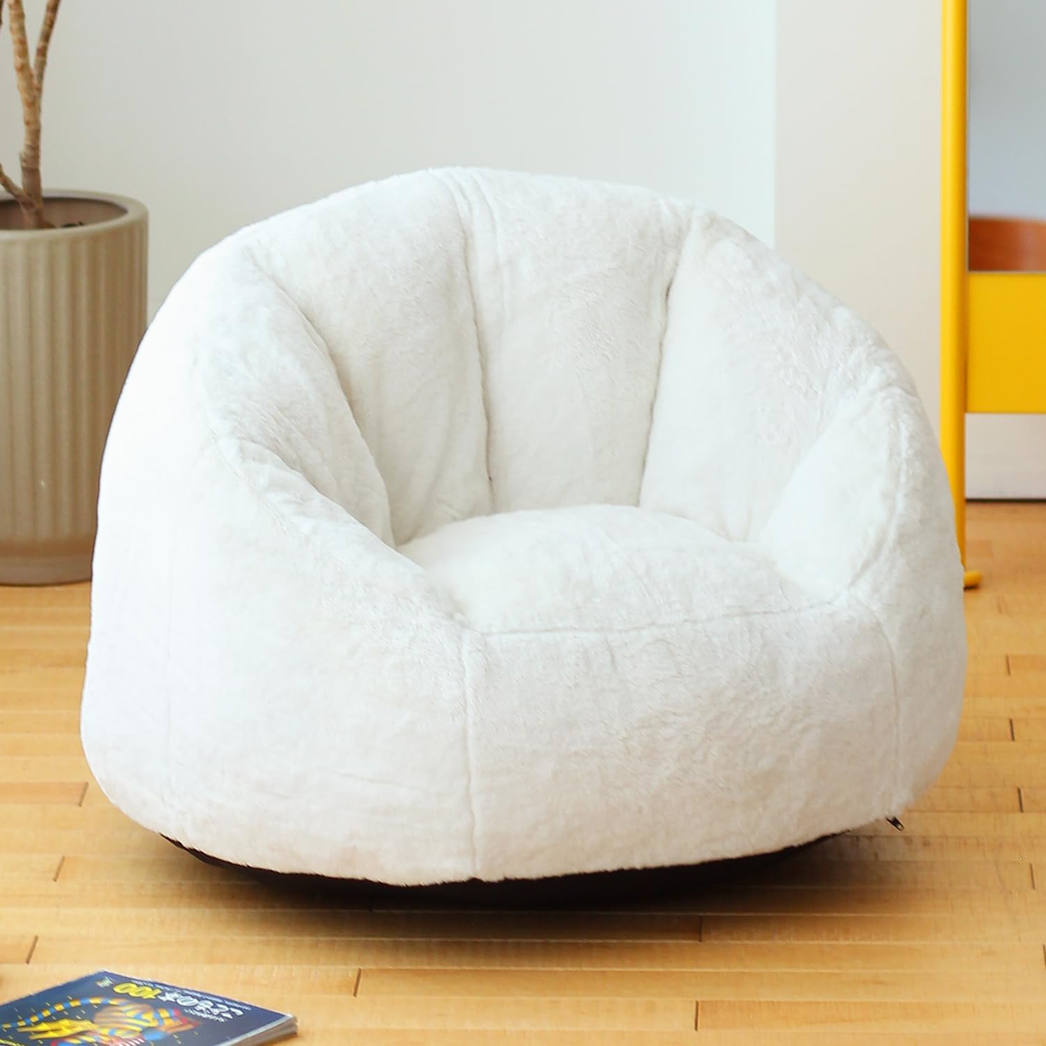 White Faux Fur Mini Kids Bean Bag Chair