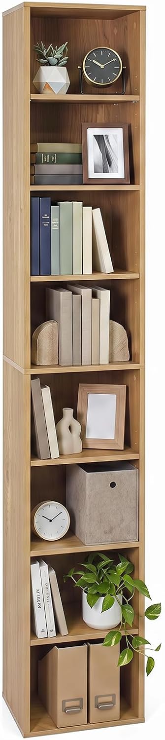 8-Cube Natural Slim Media Storage Bookcase