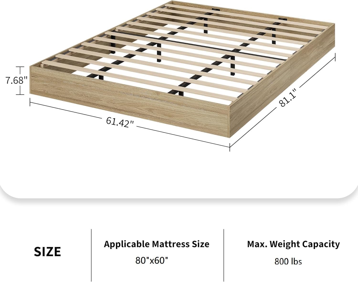 Wood Queen Platform Bed Frame