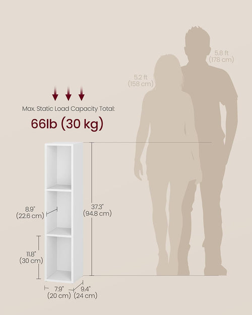 3-Tier Cloud White Open Storage Bookshelf