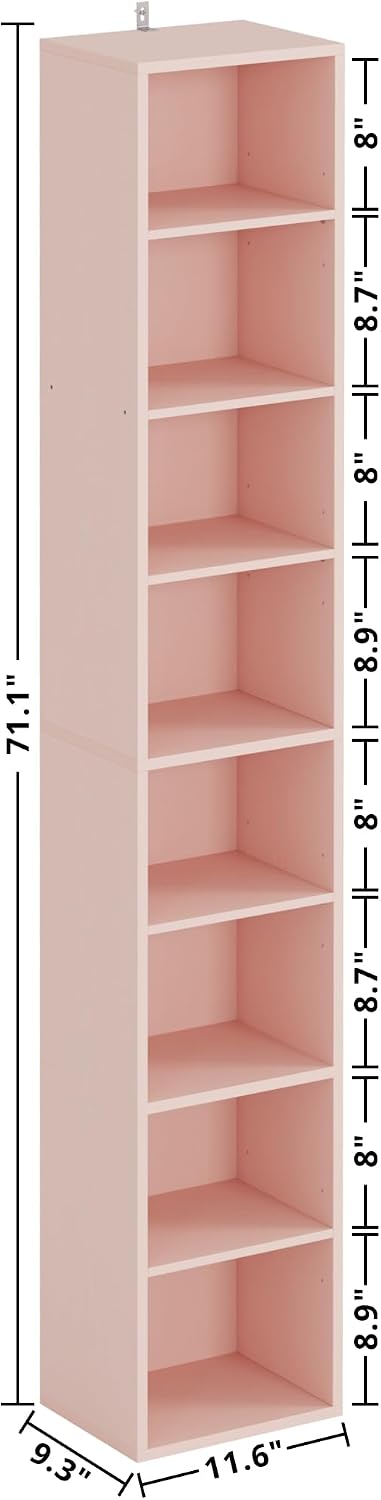 8-Tier Tall Narrow Corner Bookshelf