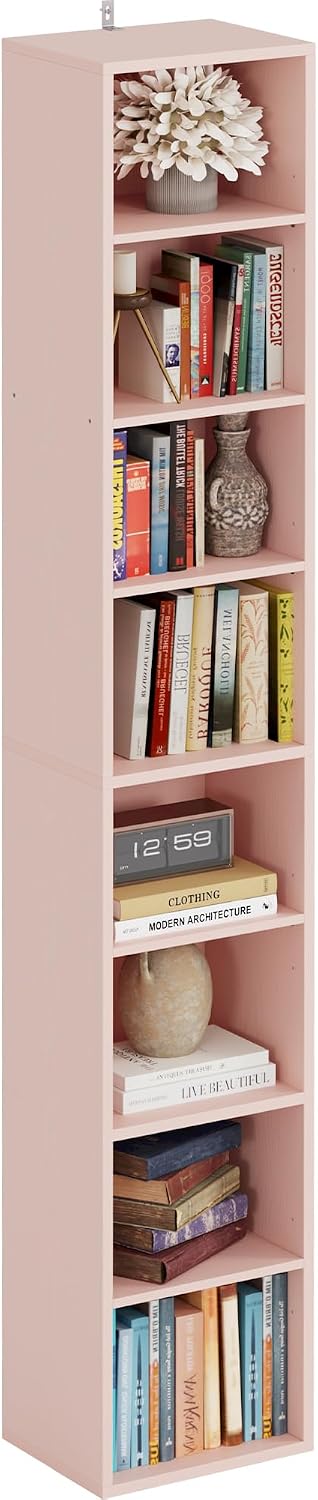 8-Tier Tall Narrow Corner Bookshelf