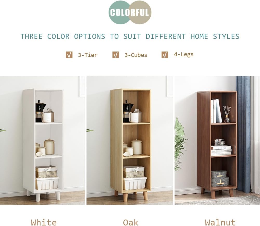 3-Cube Oak Low Open Storage Bookcase