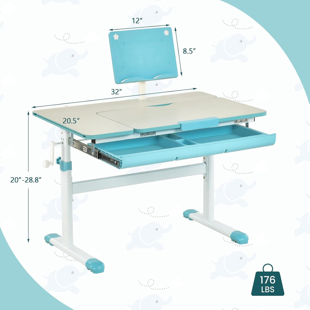 Blue Adjustable Ergonomic Kids Study Desk