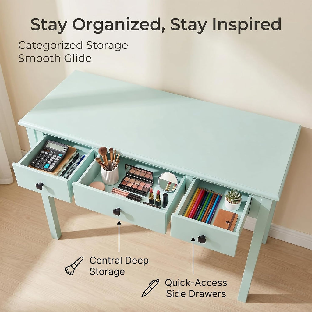 Green Small Writing Makeup Desk With Drawers