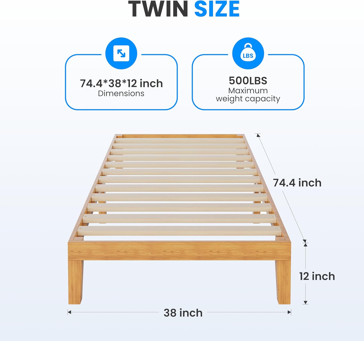 Pine Twin Storage Wood Bed Frame