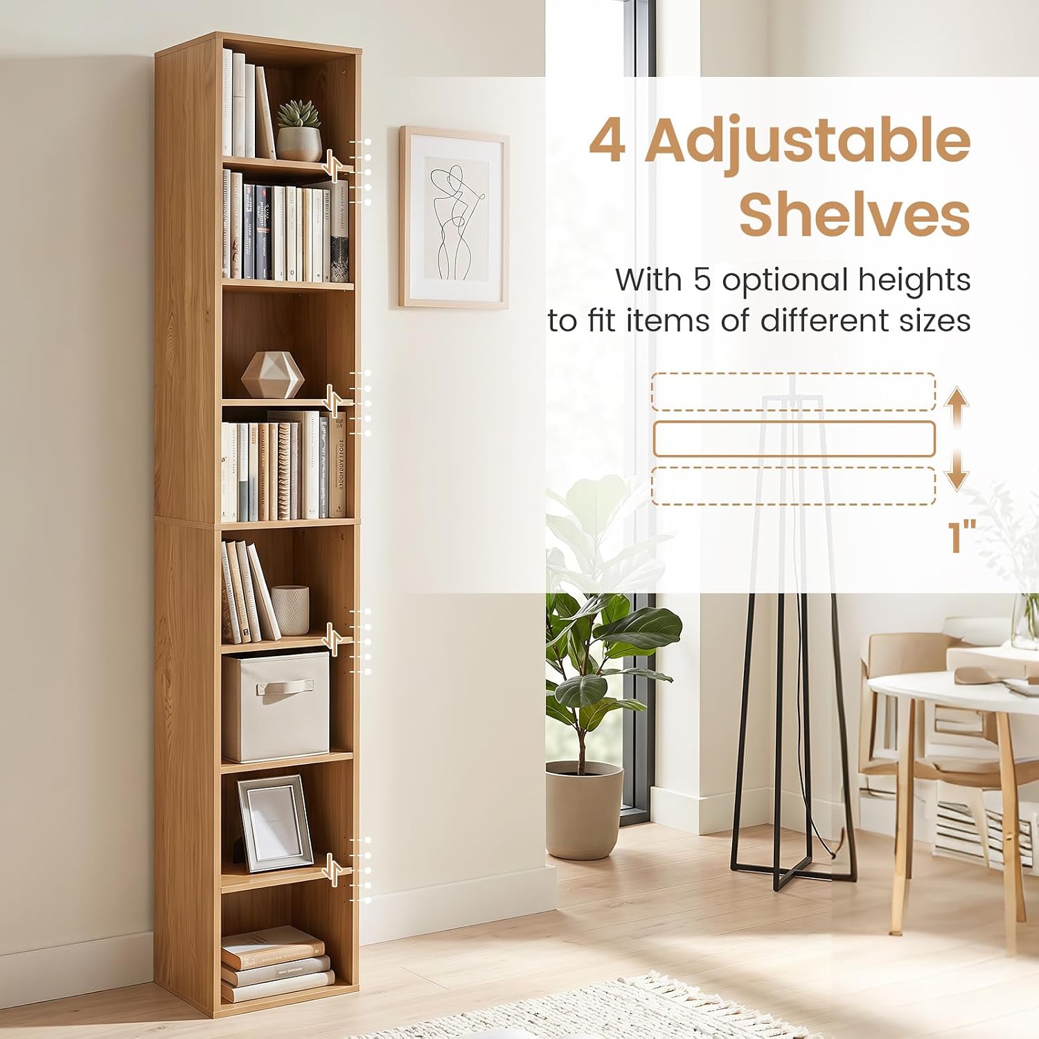 8-Cube Natural Slim Media Storage Bookcase