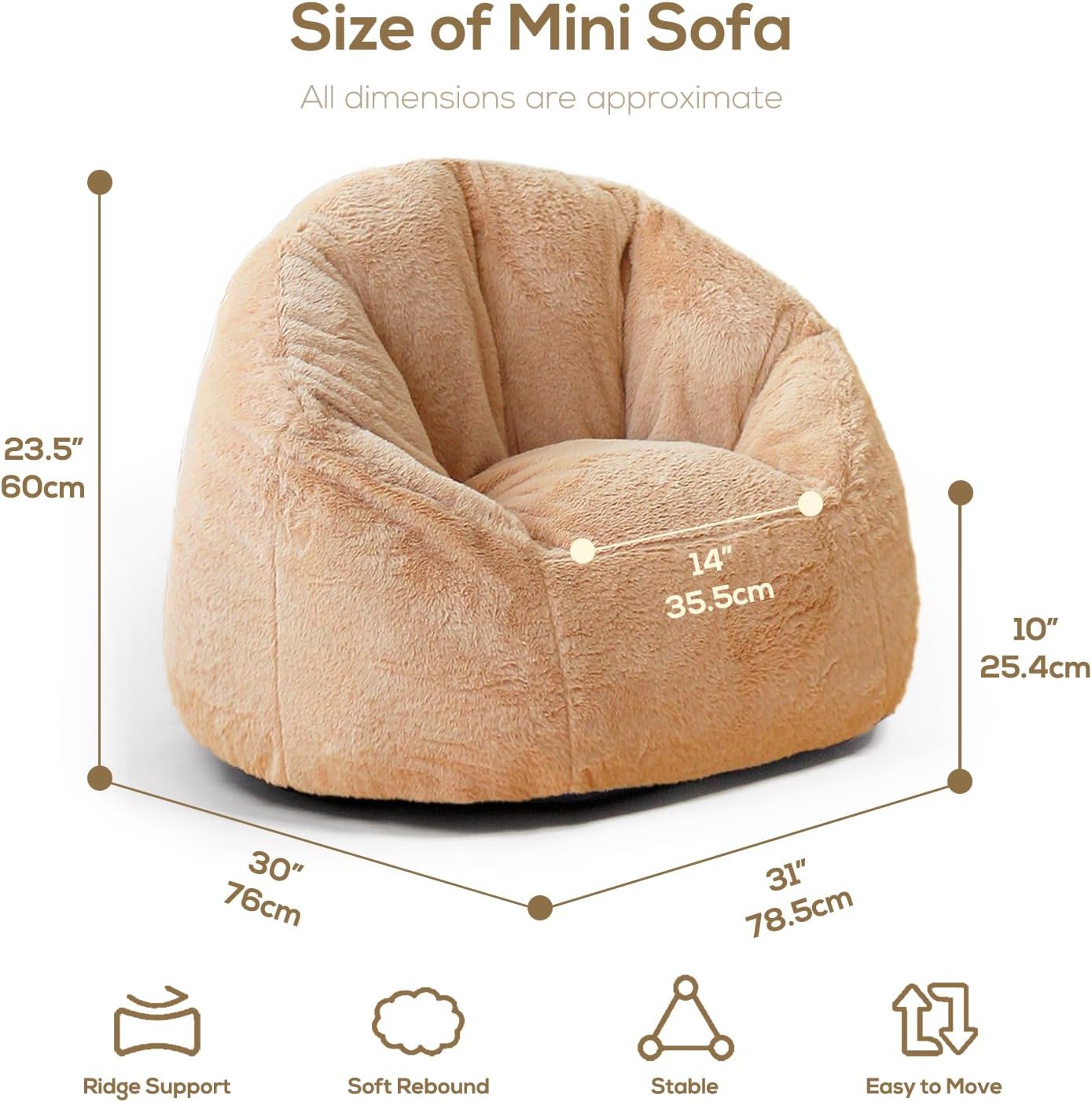 Faux Fur Small Kids Bean Bag Chair