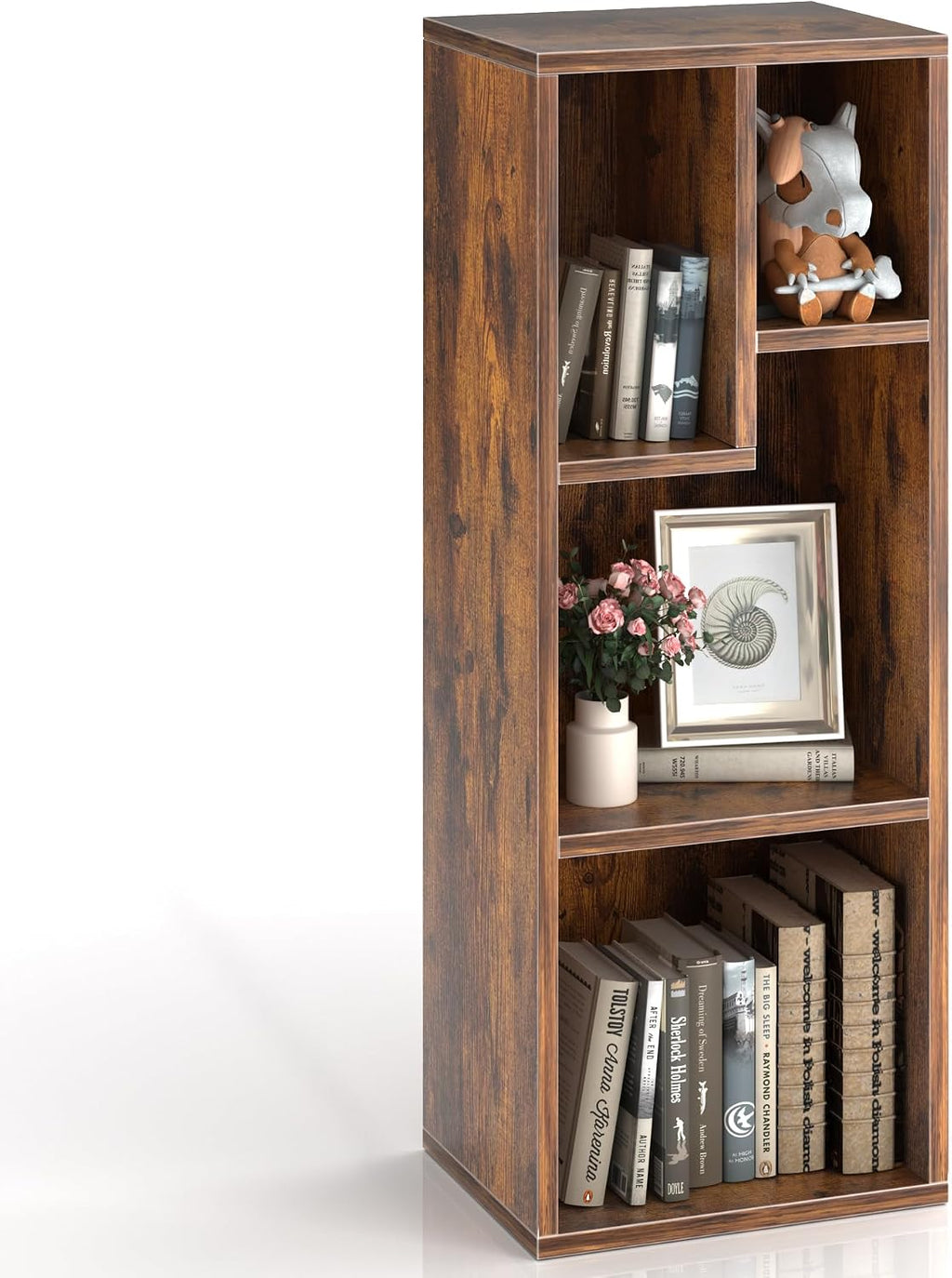 4 Cube Brown 3-Tier Small Bookcase
