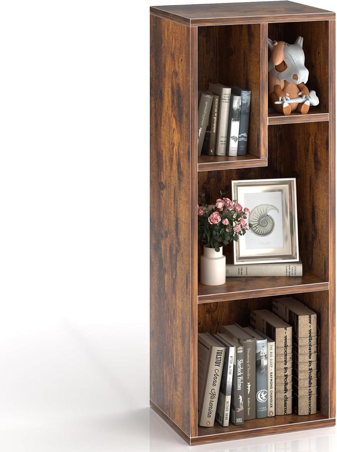4 Cube Brown 3-Tier Small Bookcase
