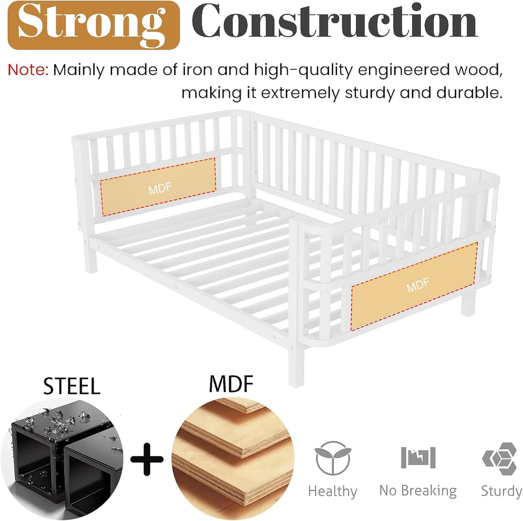 White Montessori Twin Kids Bed