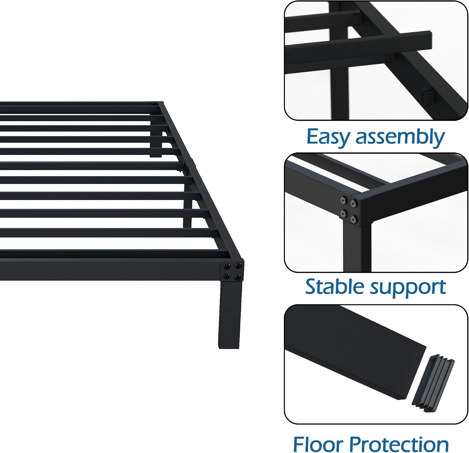 Black Low Twin Metal Bed Frame