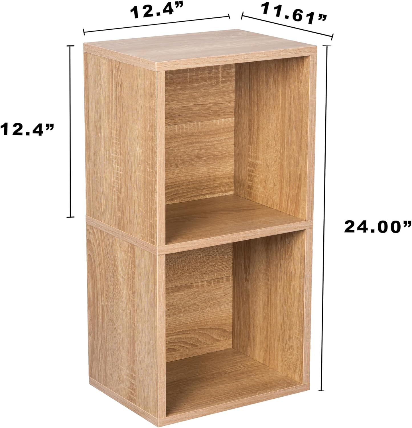2-Cube Oak Wooden Storage Bookshelf