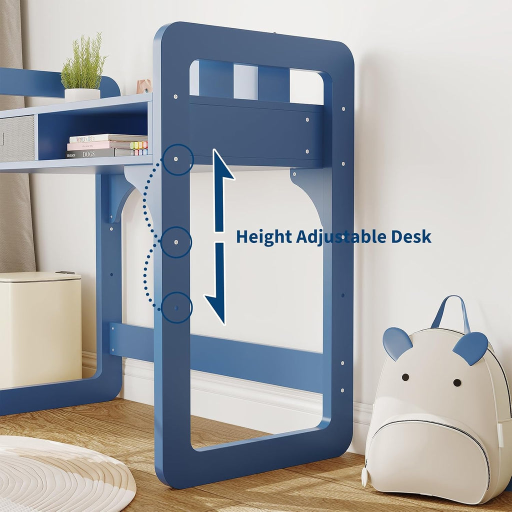 Blue Wooden Kids Desk And Chair Set