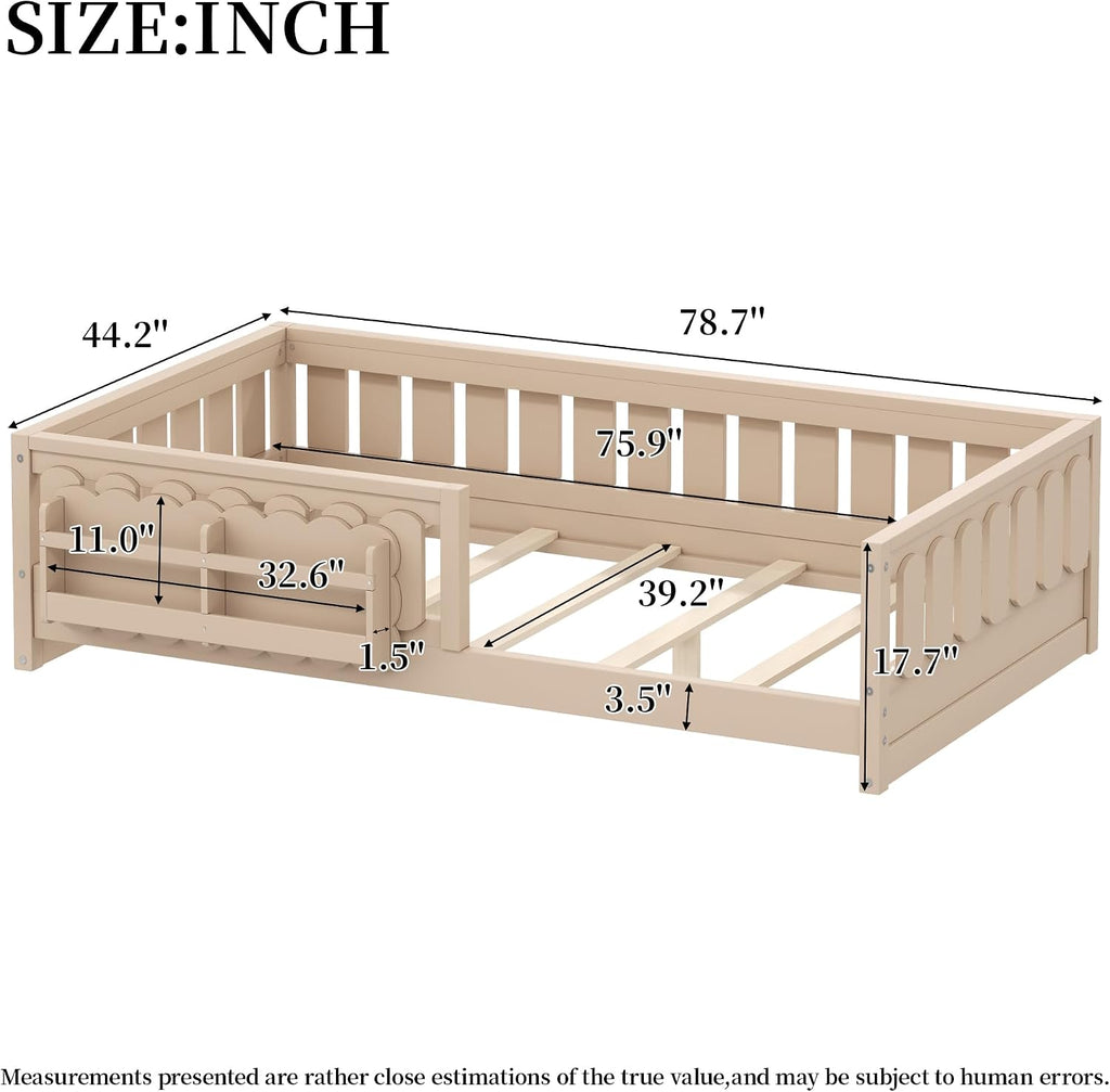 Natural Twin Storage Floor Bed
