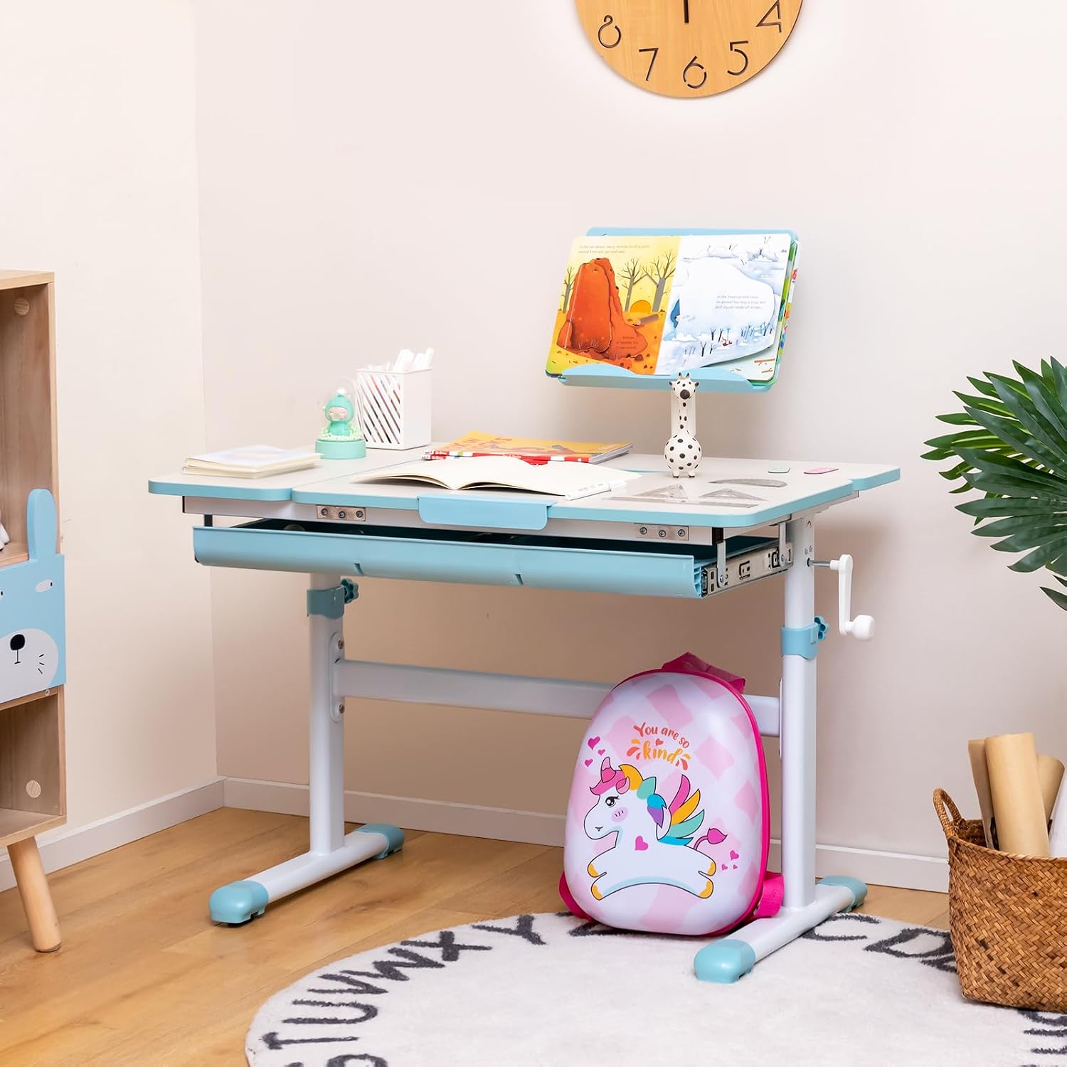 Blue Adjustable Ergonomic Kids Study Desk