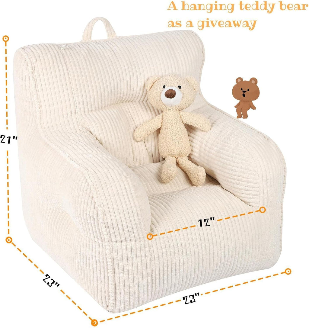 Plush Bear Kids Bean Bag Chair Beige