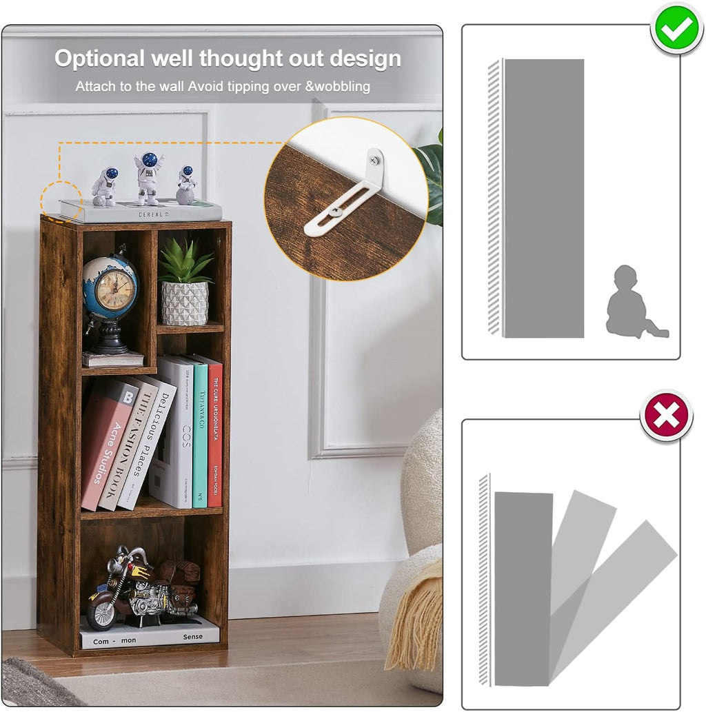 4 Cube Brown 3-Tier Small Bookcase