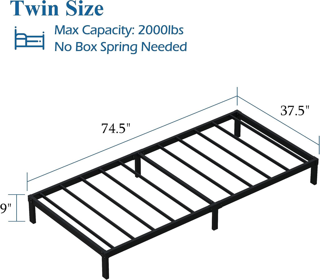 Black Low Twin Metal Bed Frame