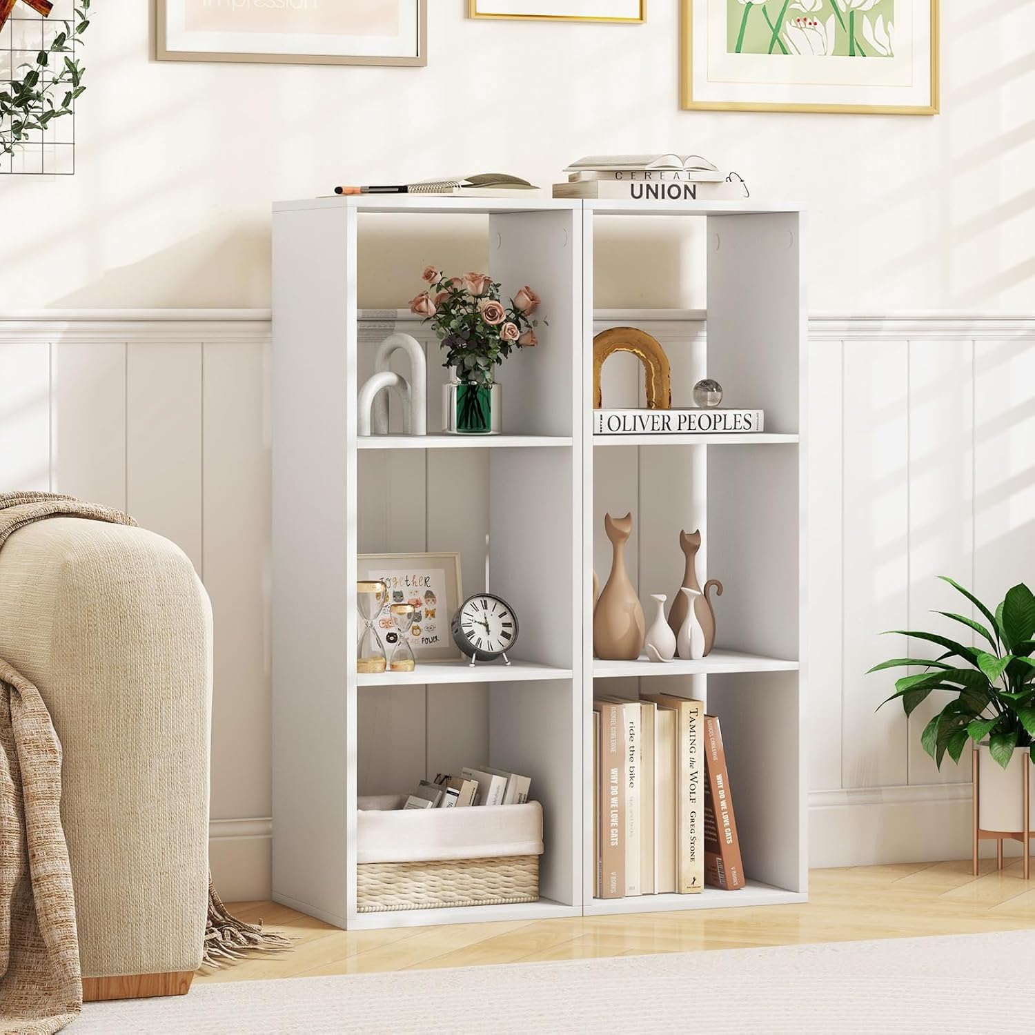 3-Cube White Freestanding Storage Bookcase