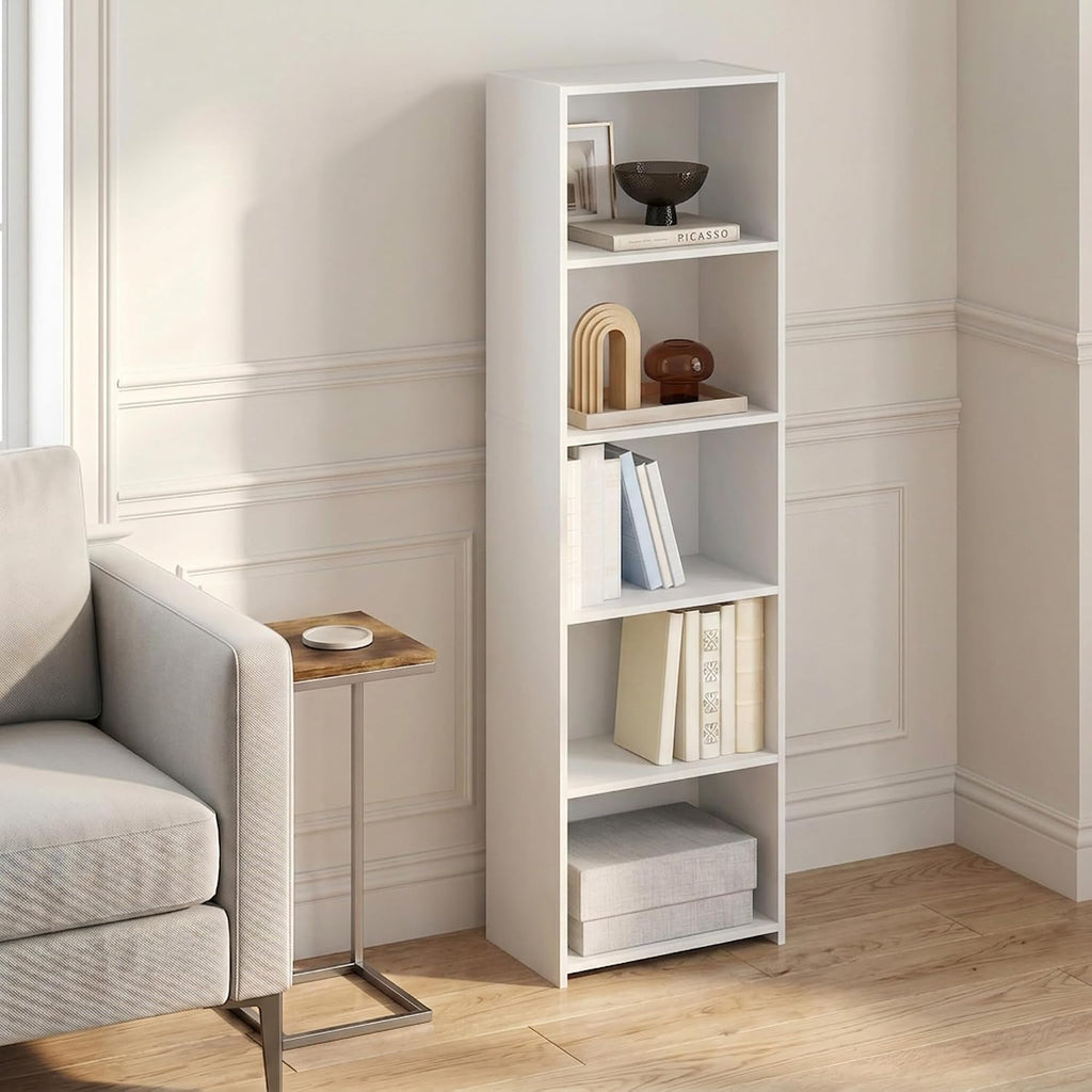 5-Cube White Open Storage Bookshelf