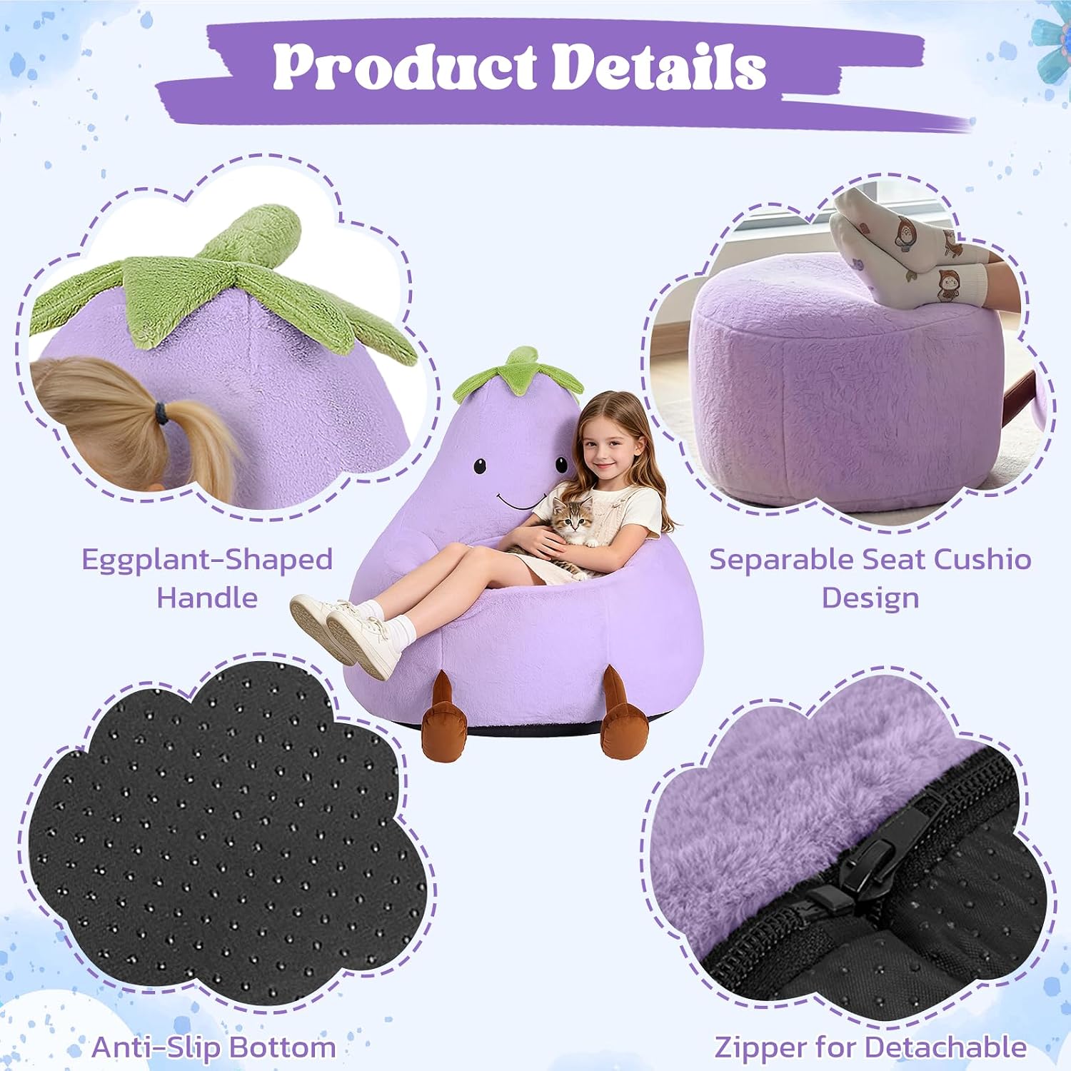 Rabbit Fur Memory Foam Bean Bag Chair