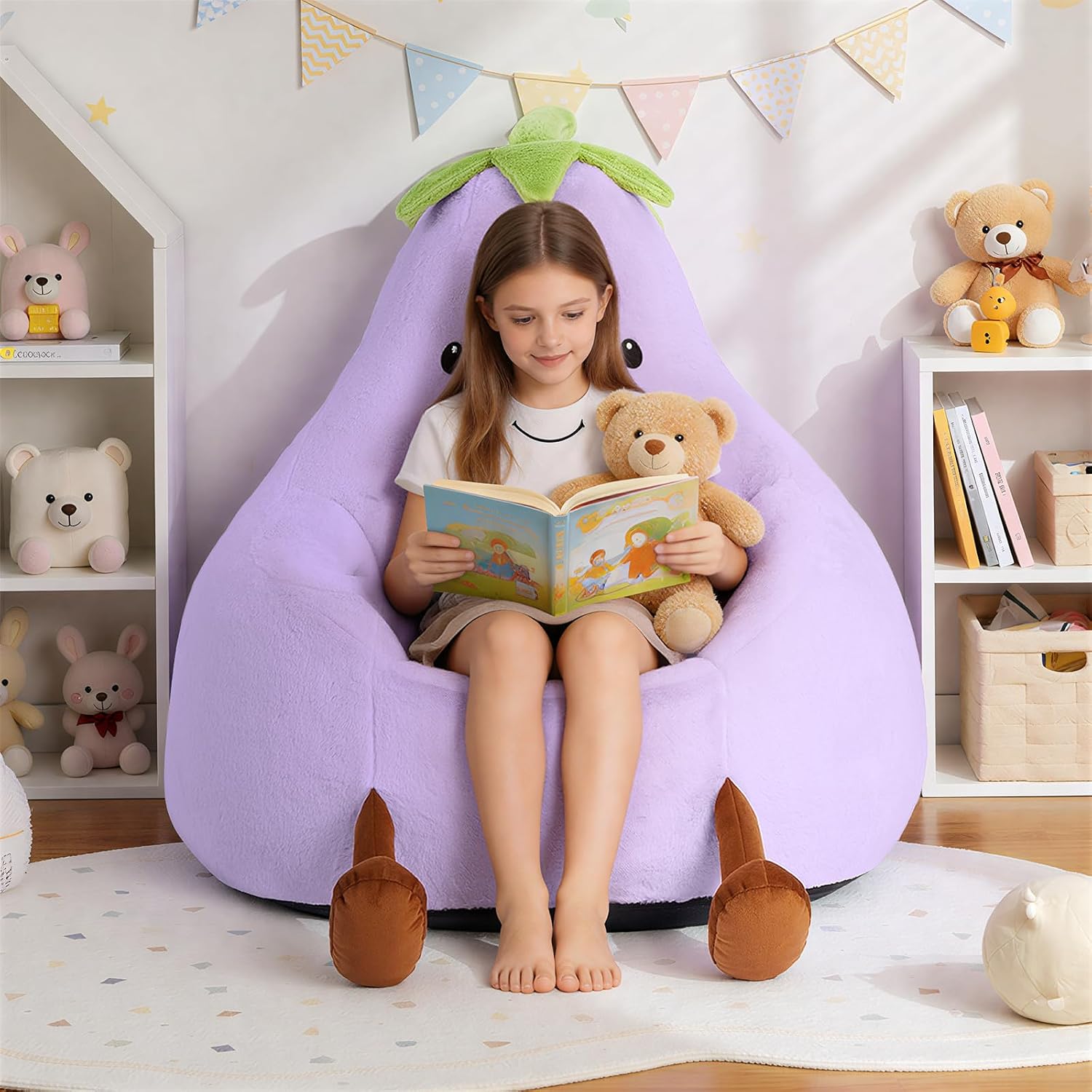 Rabbit Fur Memory Foam Bean Bag Chair