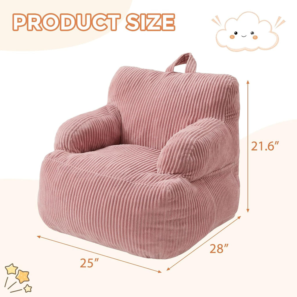 Pink Kids Armrest Bean Bag Chair