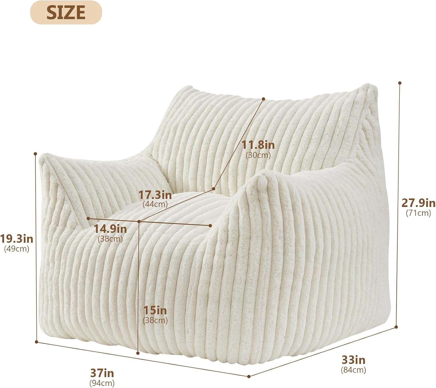 Faux Fur Armrest Memory Foam Bean Bag
