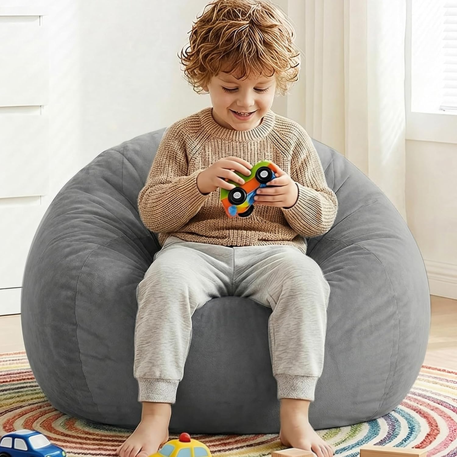 Velvet Kids Storage Bean Bag Cover