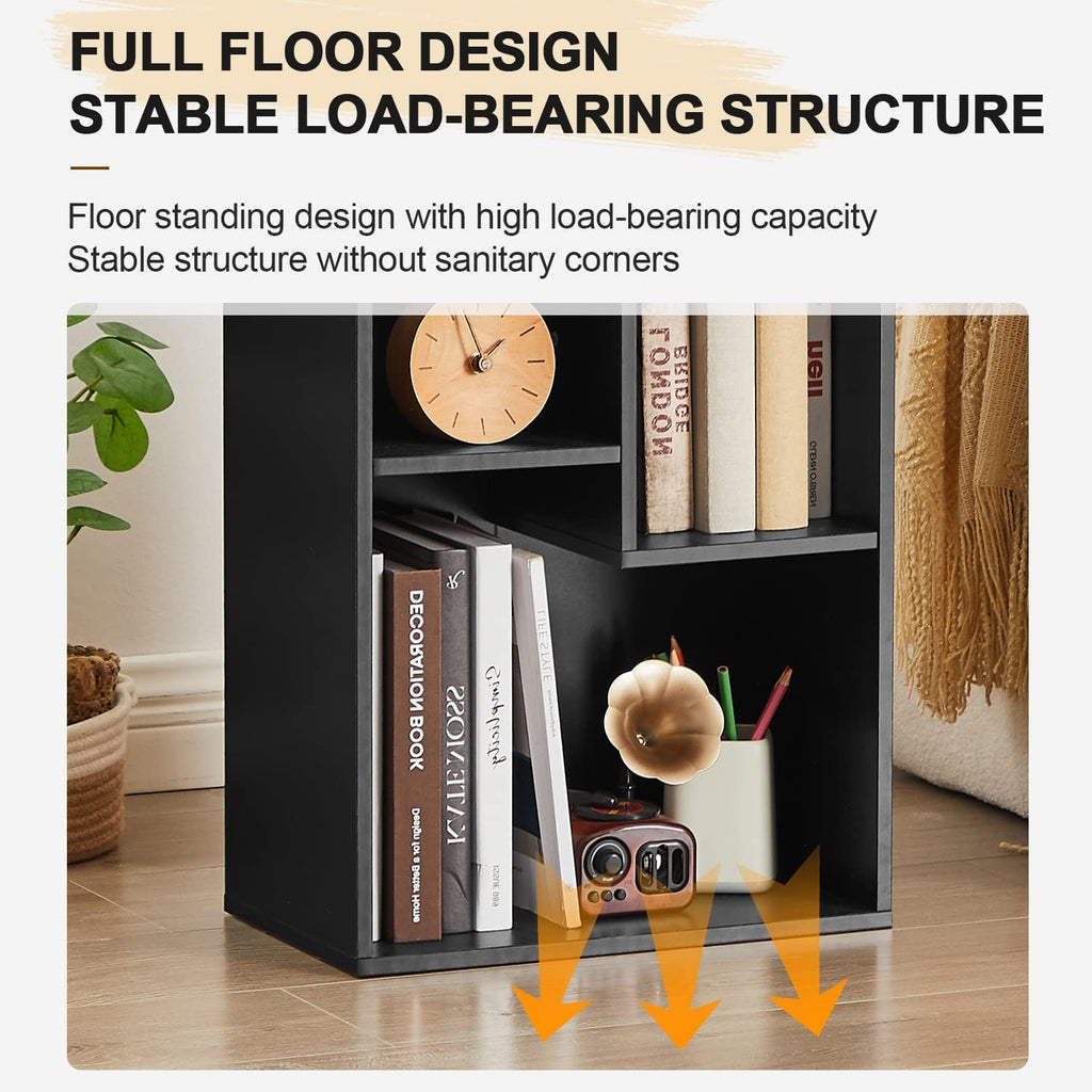 4 Cube Black 3-Tier Small Bookcase