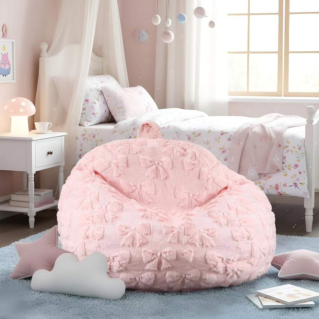 Pink Bow Storage Bean Bag Cover