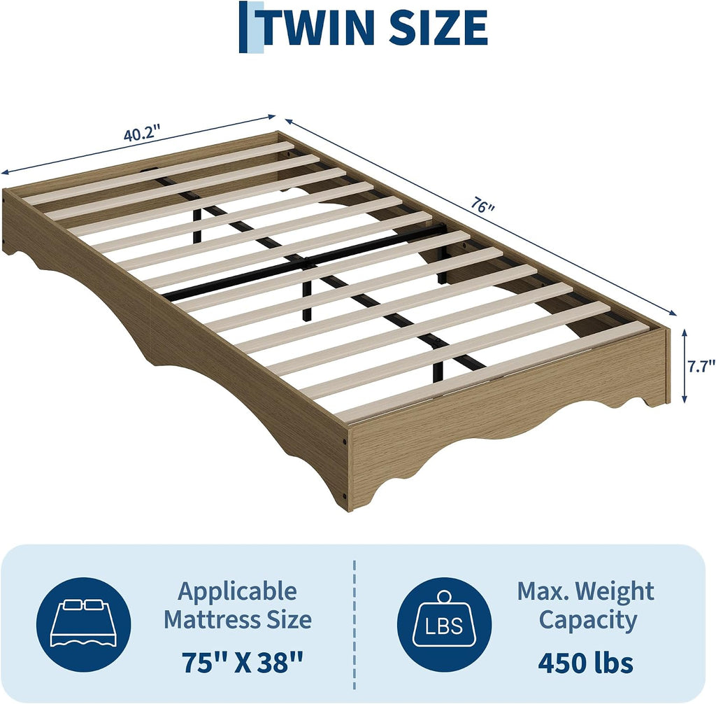 Wave Wood Twin Platform Bed Frame
