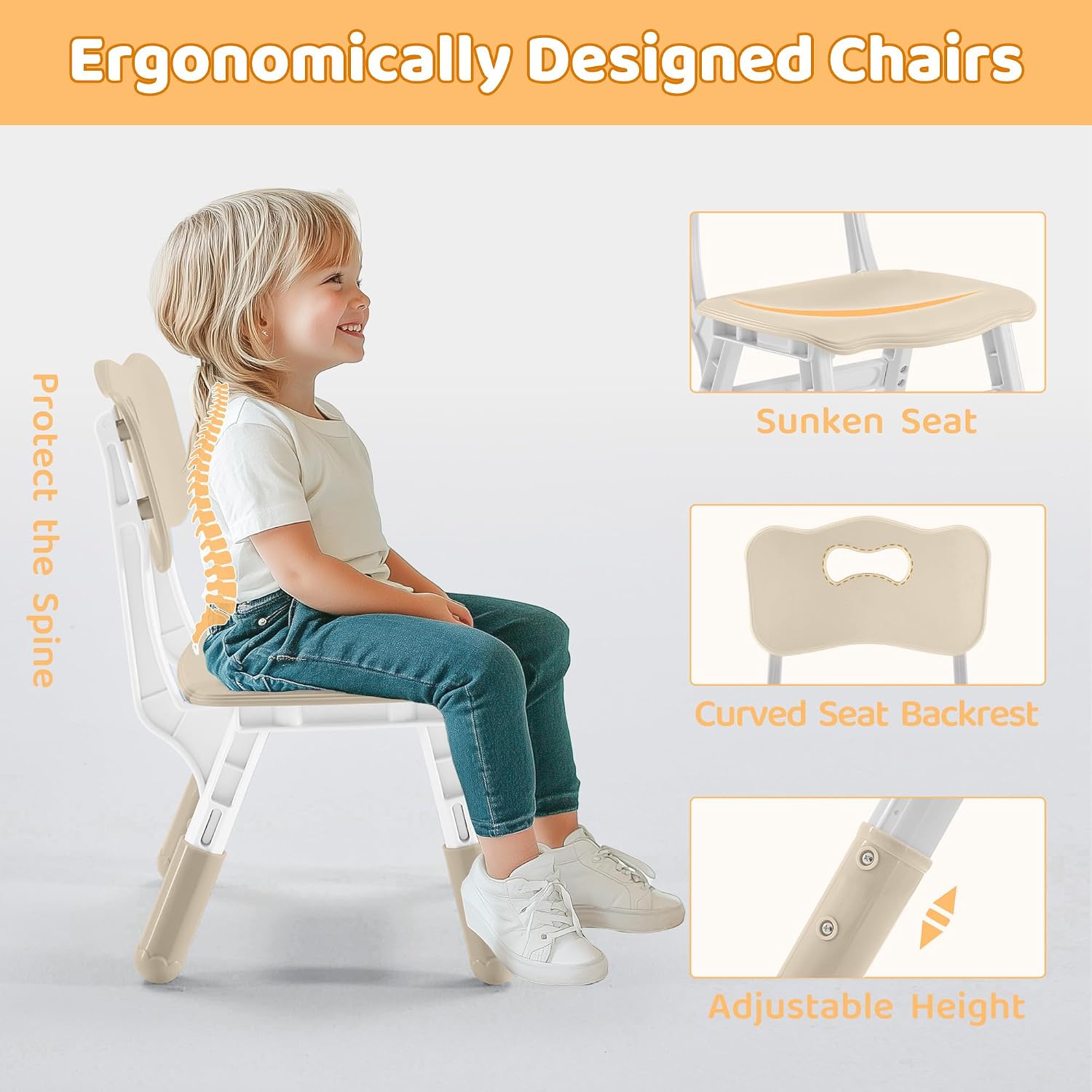 Adjustable Kids Table 2 Chairs Activity Set