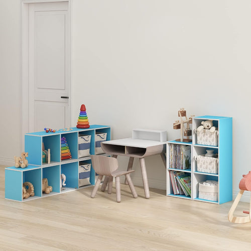 4-Tier Light Blue White Open Bookshelf