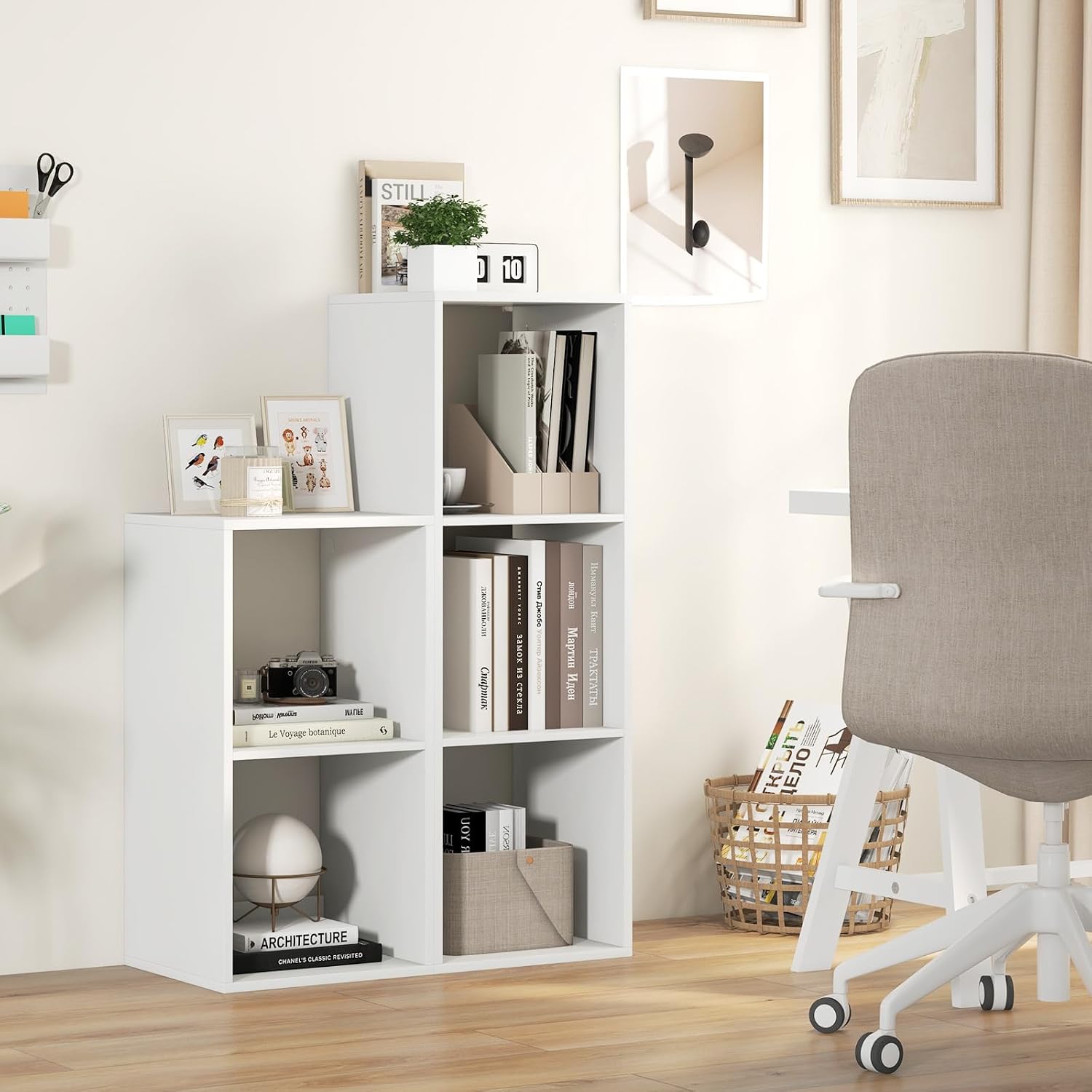 3-Cube White Freestanding Storage Bookcase