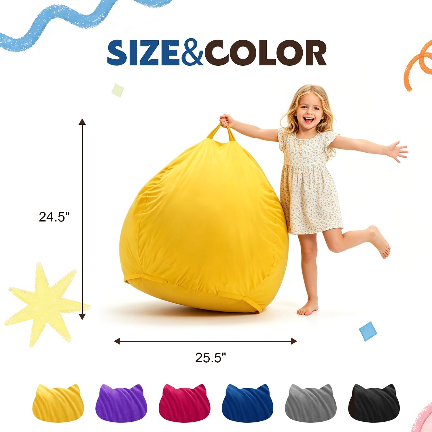 Yellow Teardrop Bean Bag Chair