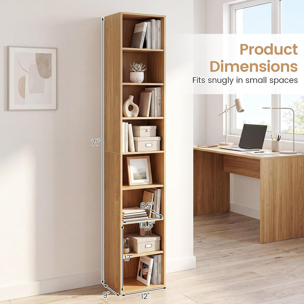 8-Cube Natural Slim Media Storage Bookcase
