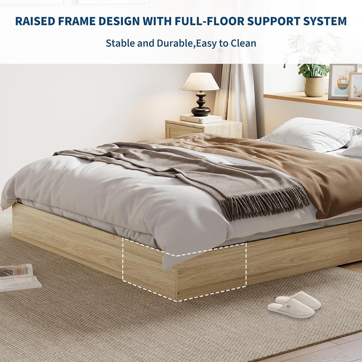 Golden Tan Twin Solid Wood Platform Bed Frame